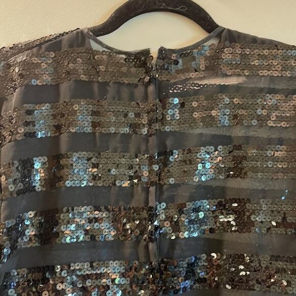 Blouse Sequins sheer Electra Cascade Vintage zip back lined in bra front area - - Picture 3 of 4